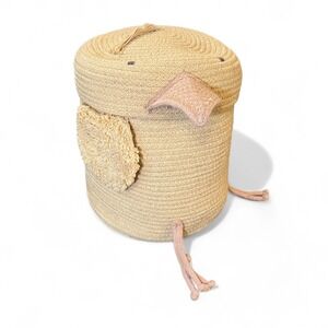 Lorena Canals Charlie The Chicken Basket Tan Recycled PET Braid Storage Lid BNWT